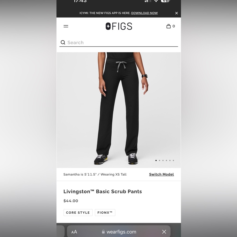 Figs black Livingston basic scrub pants women’s small
